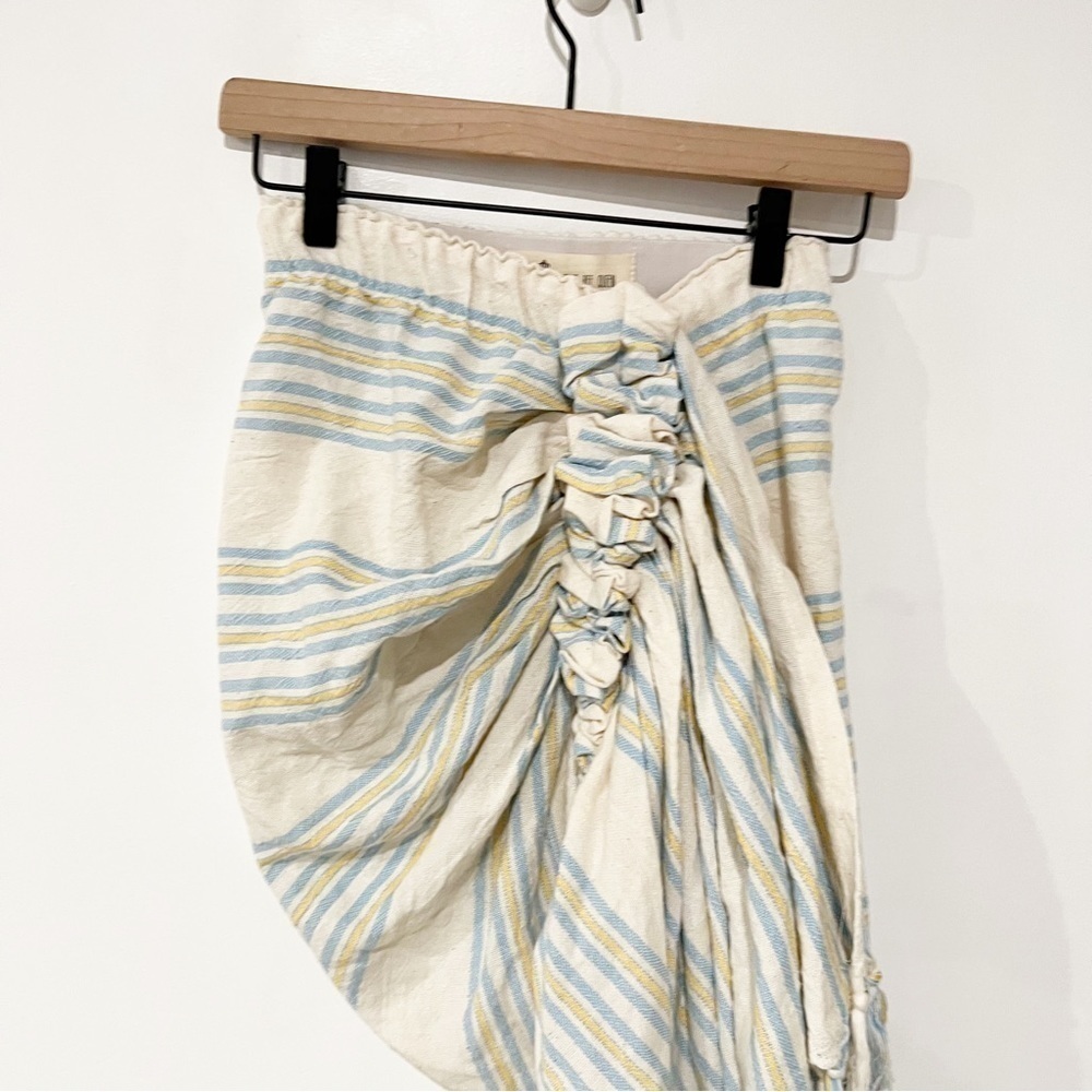 NWT Just Bee Queen Tulum Blue Medium Yellow Stripe Tassel Skirt size XS - Picture 4 of 8